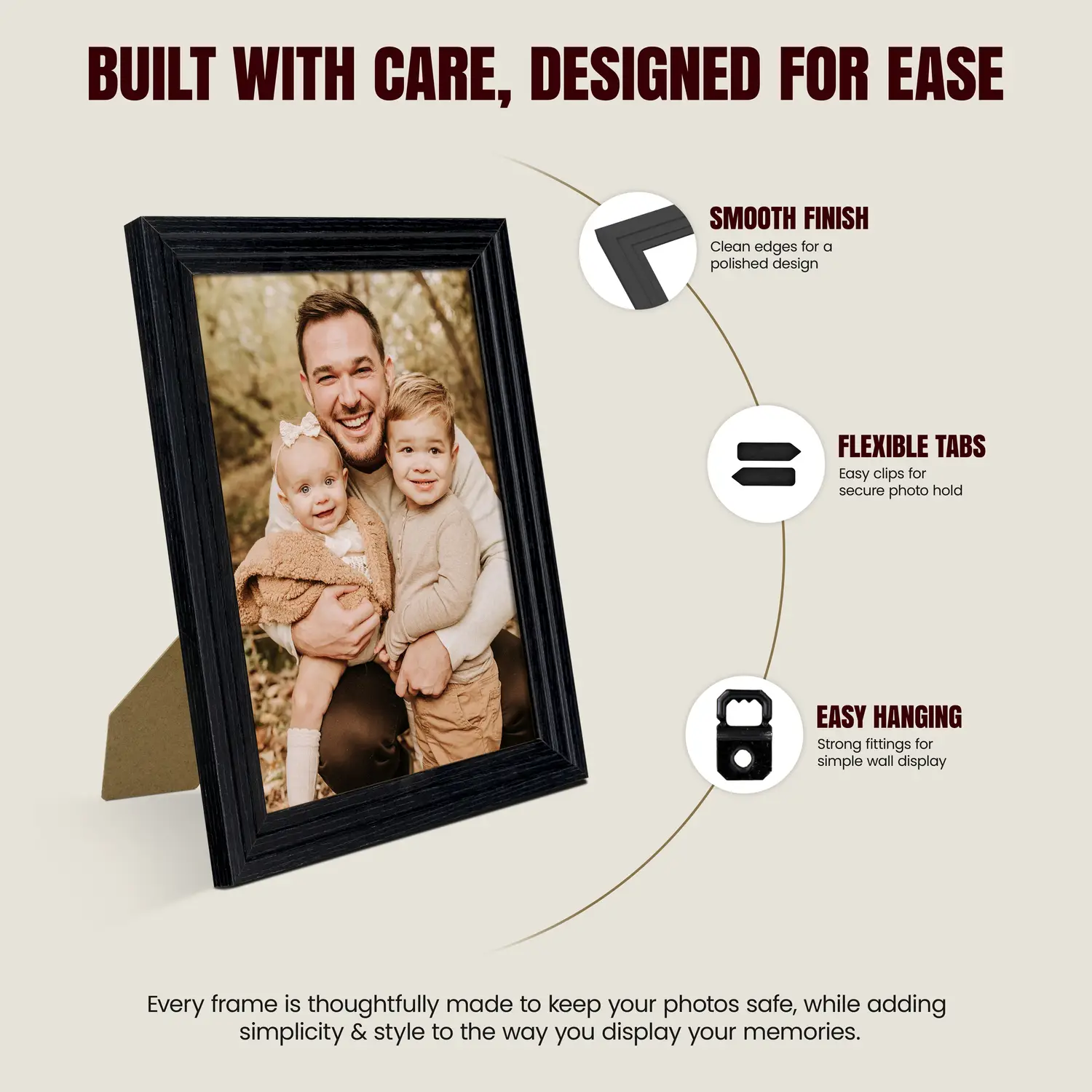 9x7" Modern Step Black Picture Frame | Graceful Wooden Photo Frame For Wall Decor thumbnail 7
