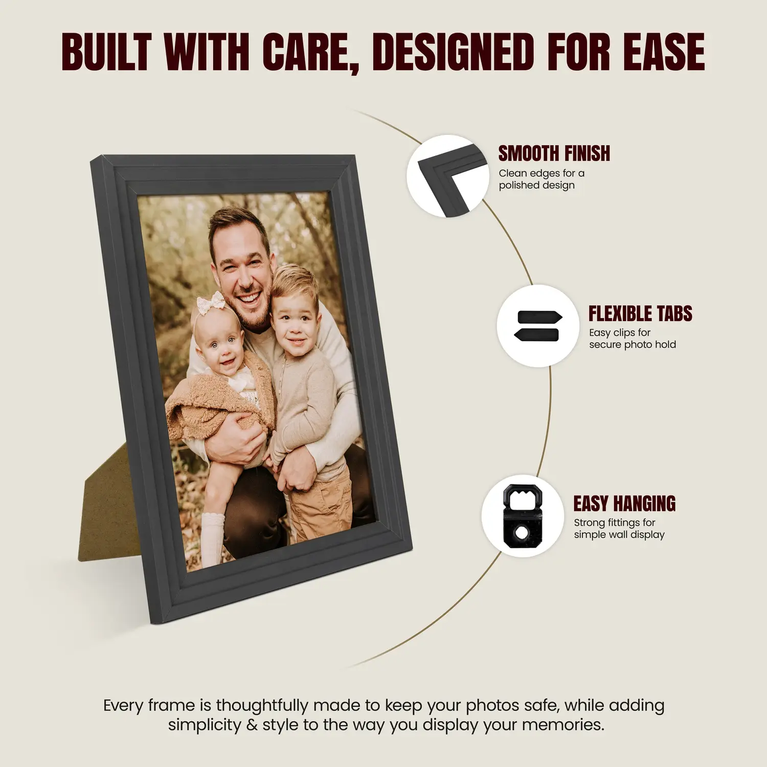A6 Modern Step Dark Grey Picture Frame | Graceful Wooden Photo Frame For Wall Decor thumbnail 7