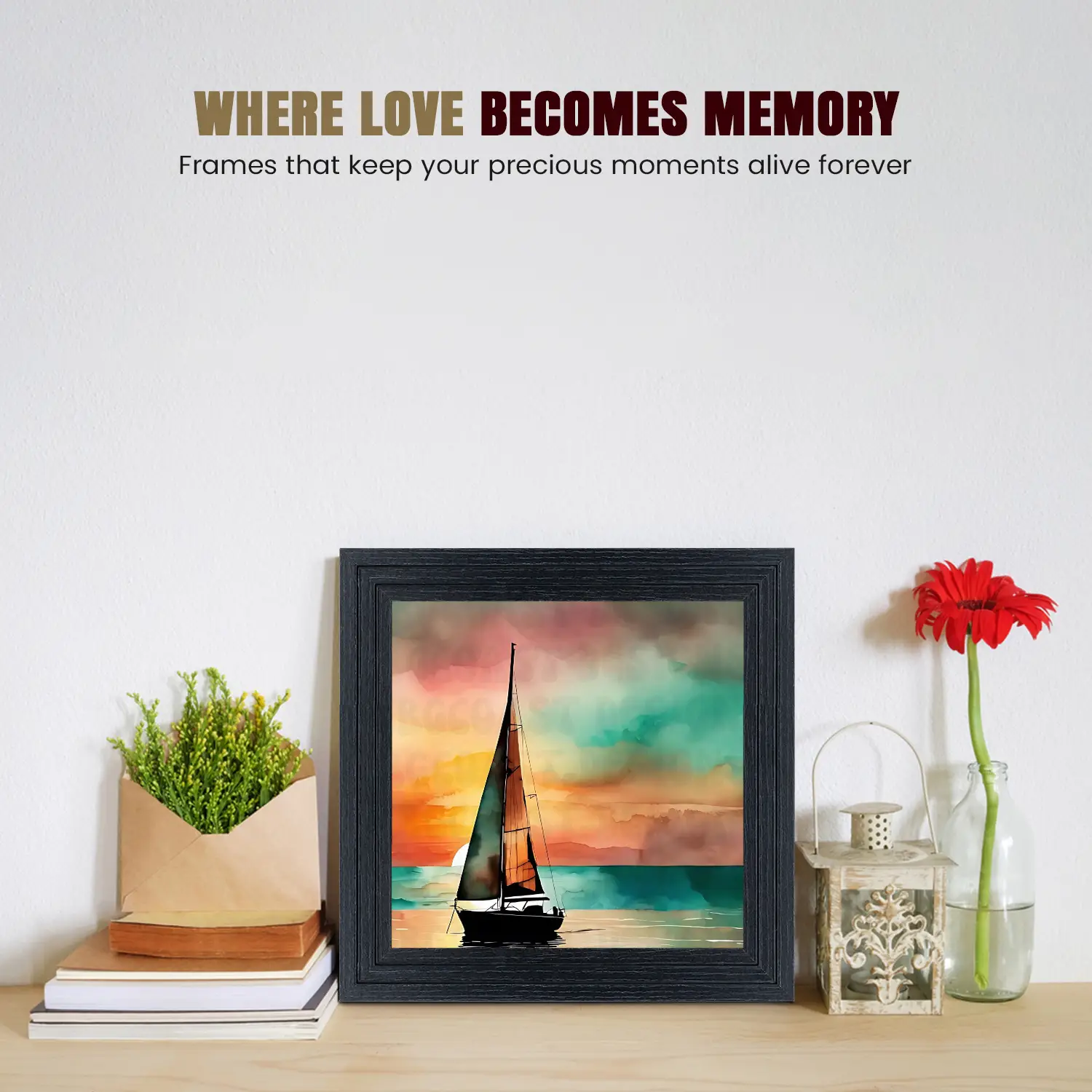 12x12" Modern Step Black Picture Frame | Graceful Wooden Photo Frame For Wall Decor thumbnail 2