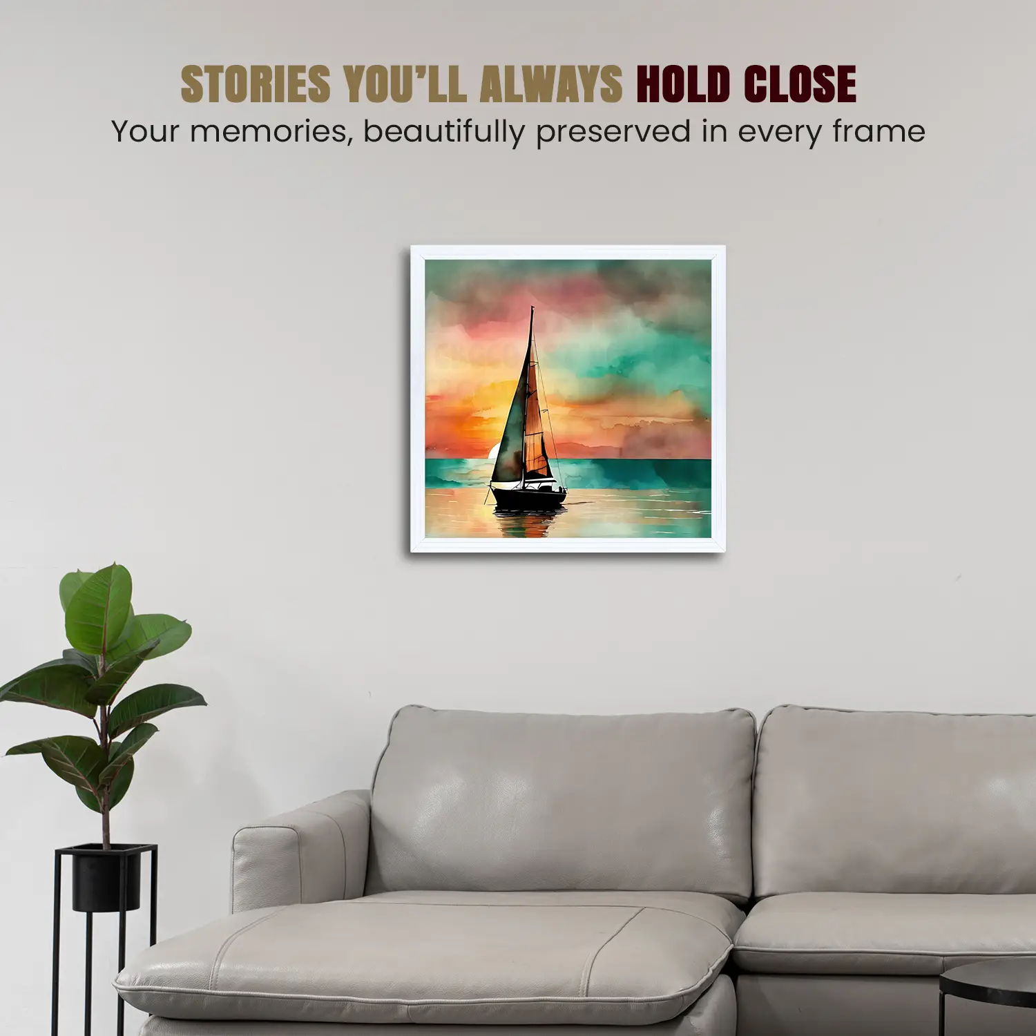 70x70cm Modern Step White Picture Frame | Premium Quality Wooden Photo Frame thumbnail 2