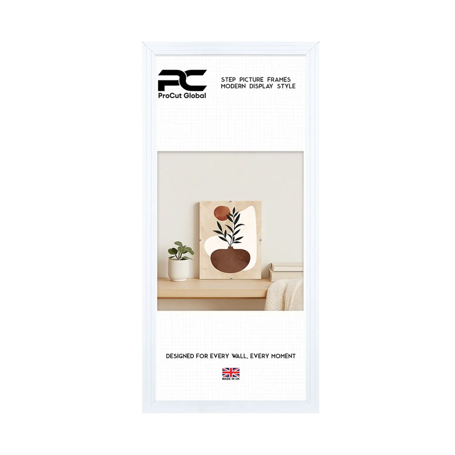 22x11" Modern Step White Picture Frame | Graceful Wooden Photo Frame For Wall Decor