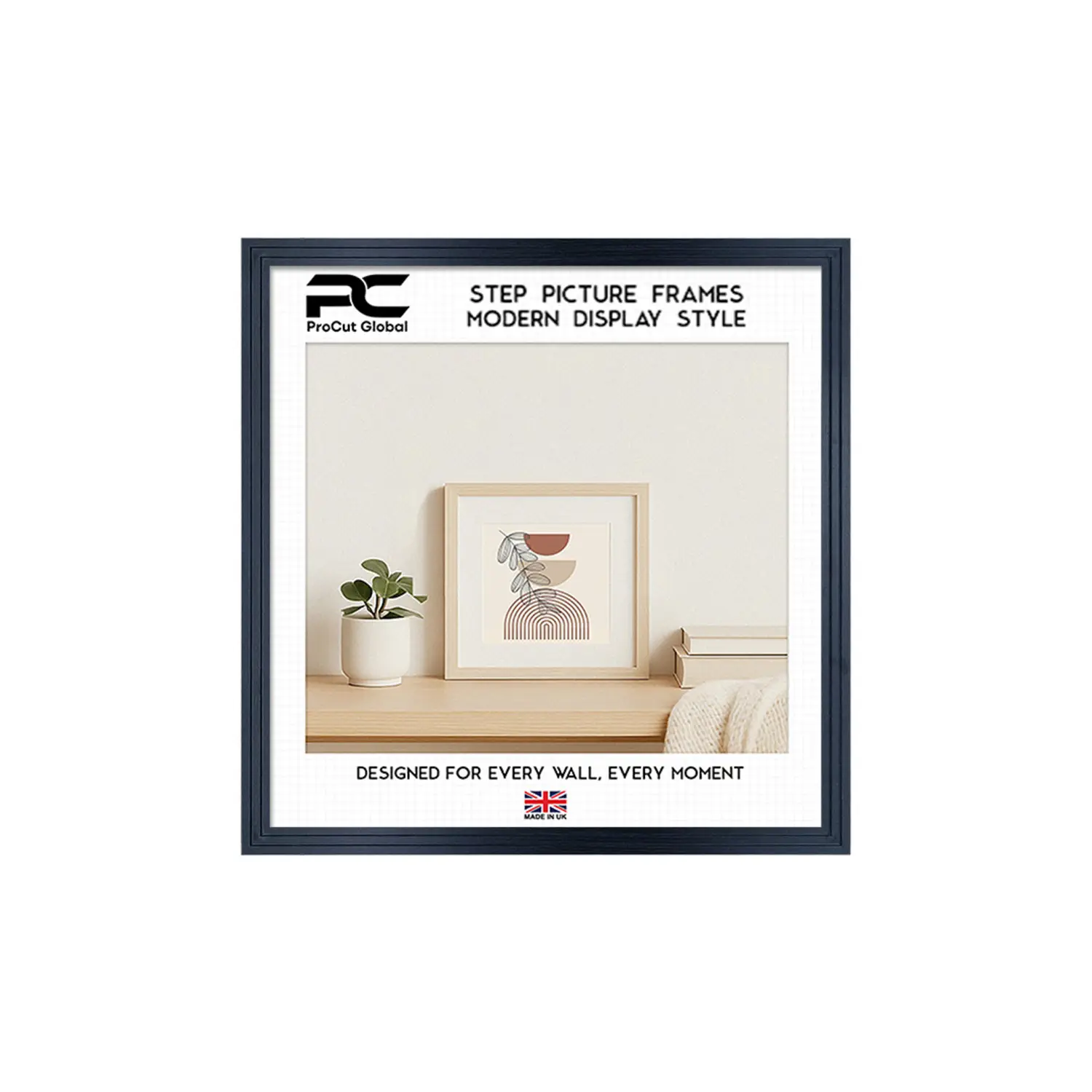 24x24" Modern Step Black Picture Frame | Elegant Wooden Photo Frame With Perspex Front