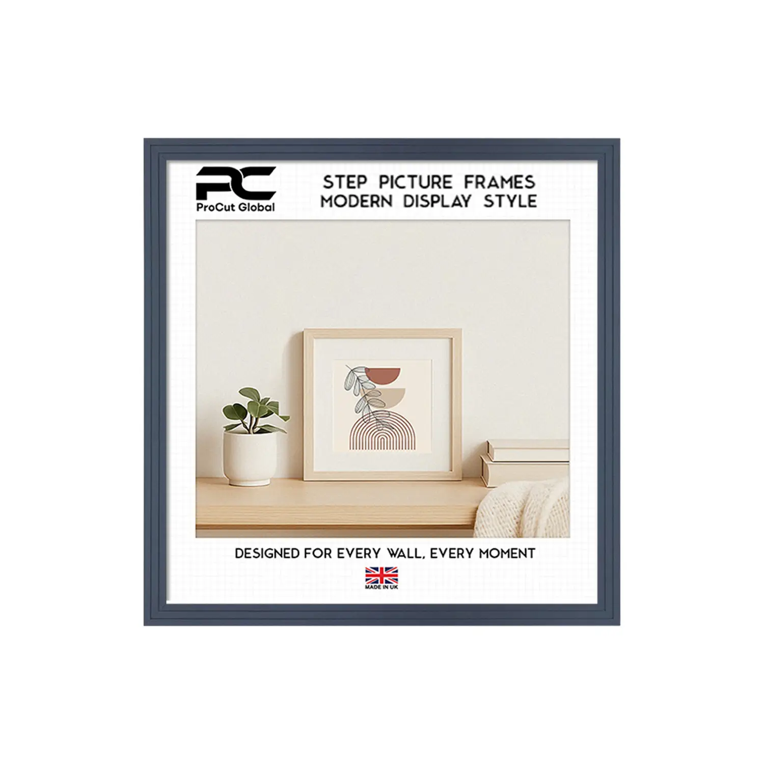 24x24" Modern Step Dark Grey Picture Frame | Premium Quality Wooden Photo Frame