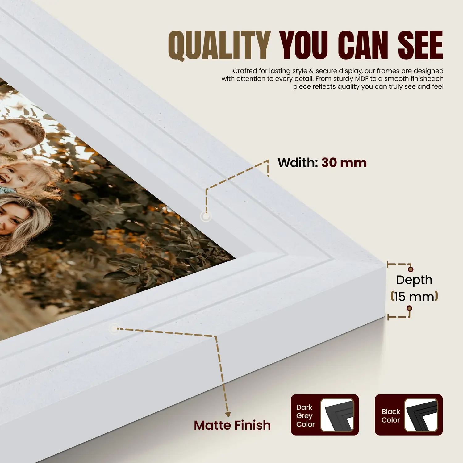 15x10" Modern Step White Picture Frame | Graceful Wooden Photo Frame For Wall Decor thumbnail 6