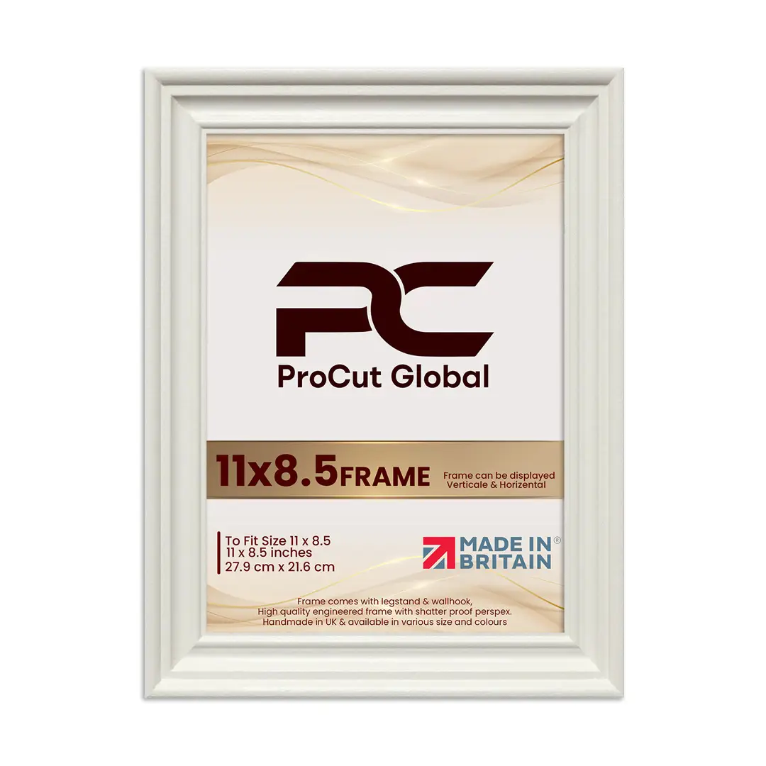 11x8.5" Swept White Picture Frame | Elegant Wall Display thumbnail 4