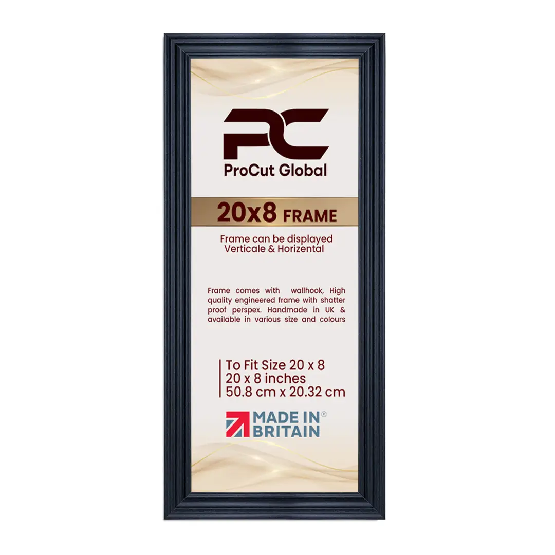 20x8" Swept Black Picture Frame | Elegant Wall Display For Modern Interiors thumbnail 4