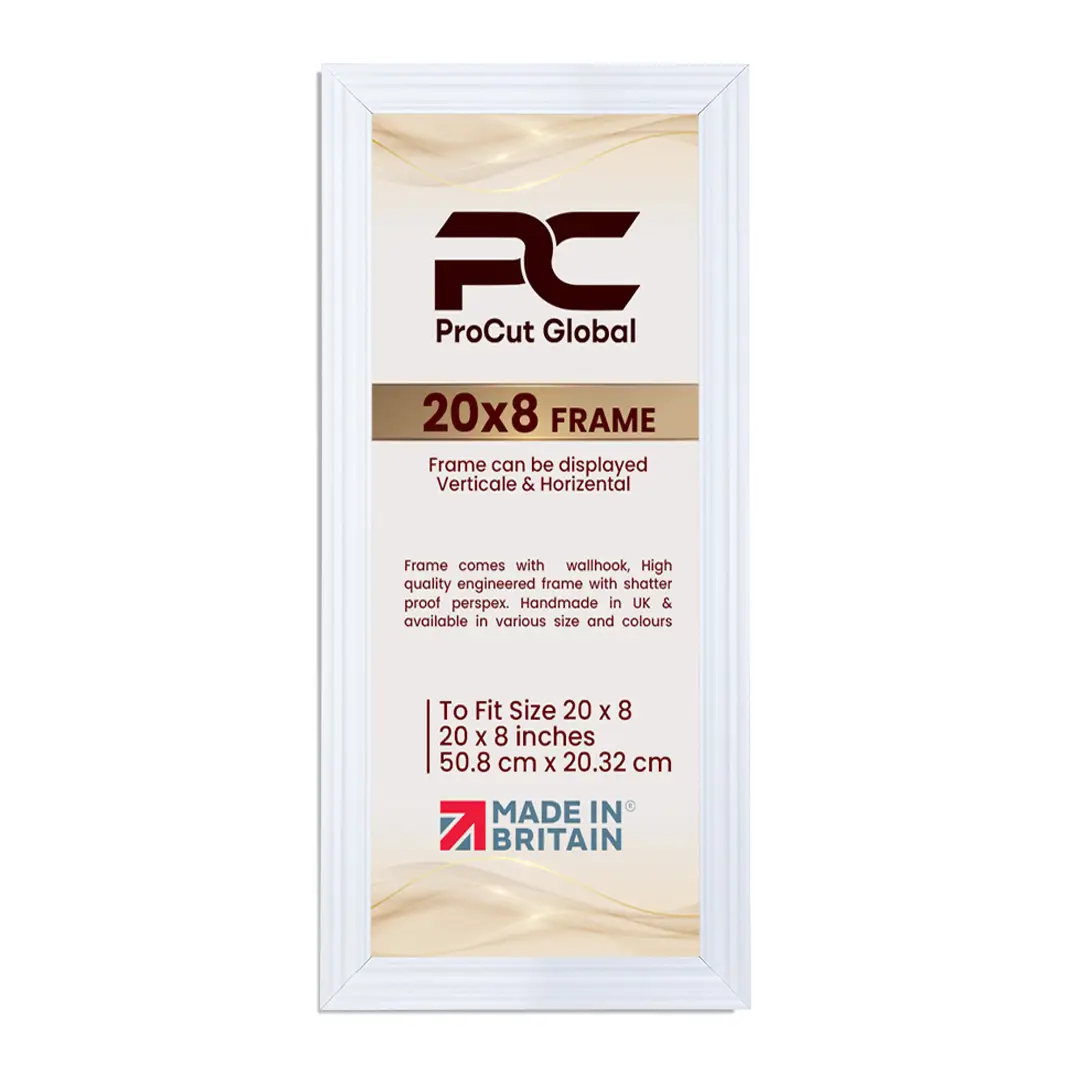 20x8" Swept White Picture Frame | Elegant Wall Display For Modern Interiors thumbnail 4
