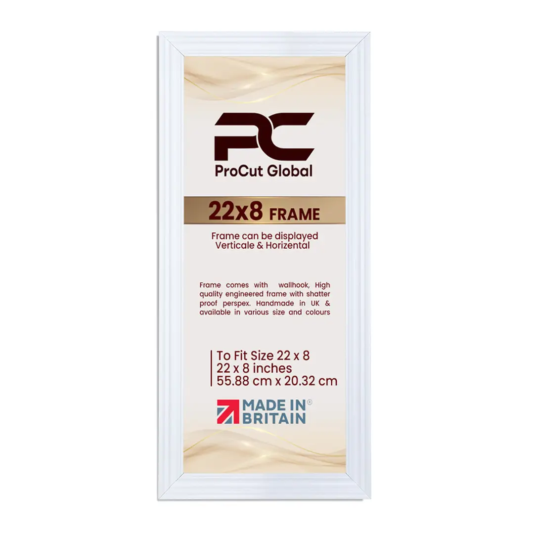 22x8" Swept White Picture Frame | Elegant Wall Display For Modern Interiors thumbnail 4