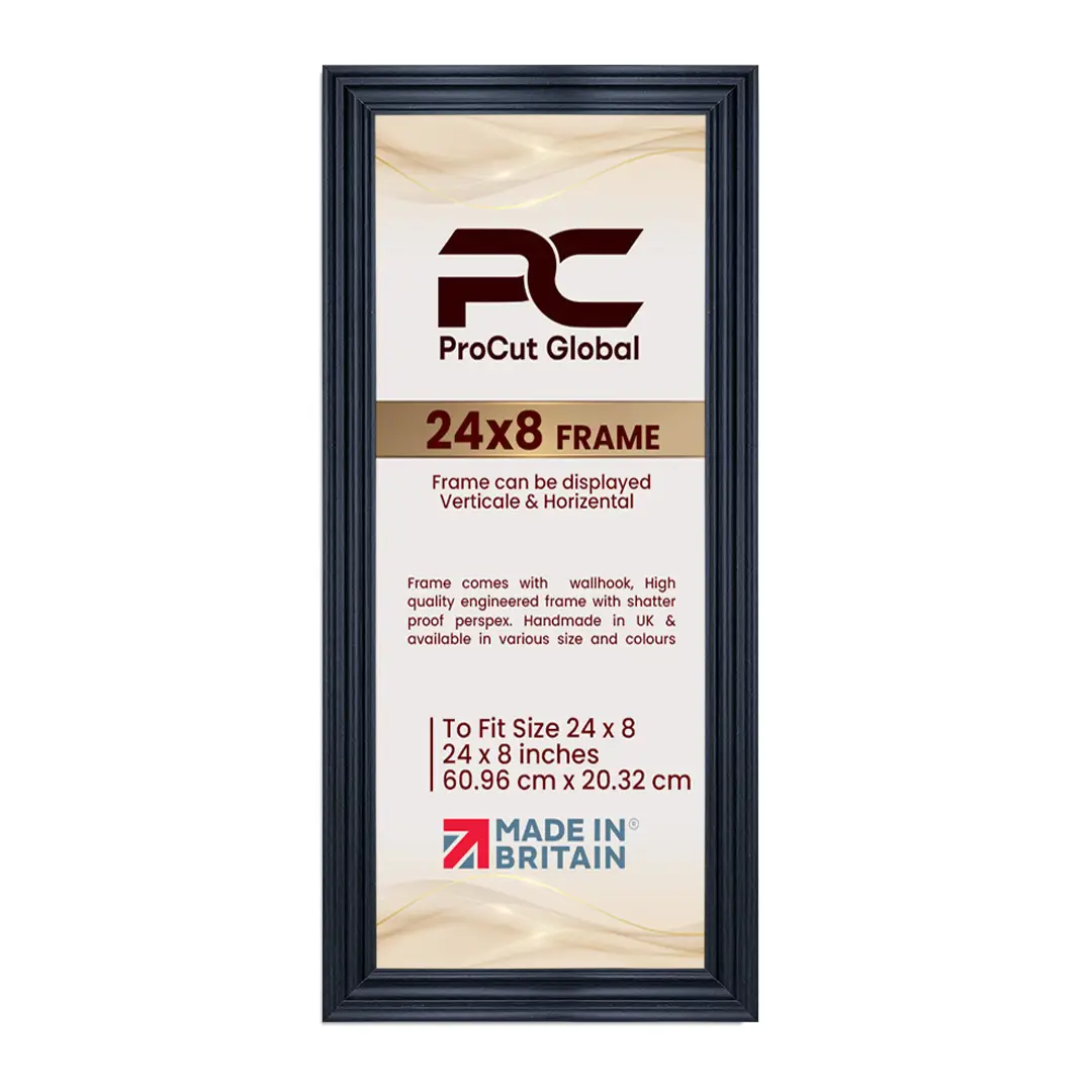 24x8" Swept Black Picture Frame | Elegant Wall Display For Modern Interiors thumbnail 4