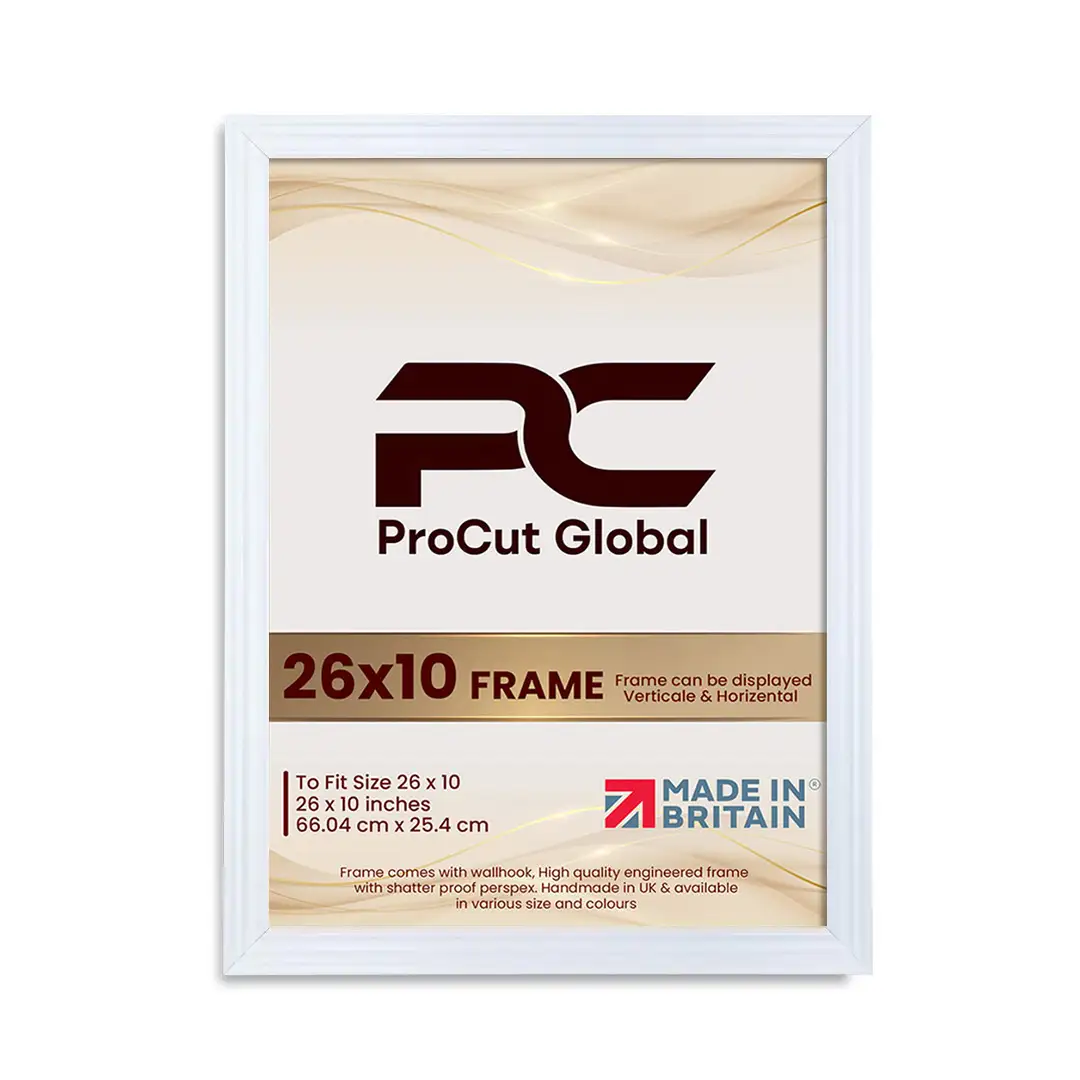 26x10" Swept White Picture Frame | Elegant Wall Display thumbnail 4