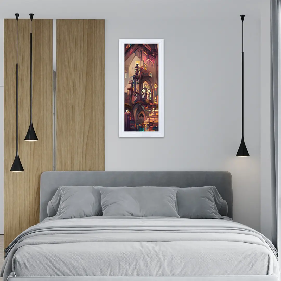 22x8" Swept White Picture Frame | Elegant Wall Display For Modern Interiors thumbnail 2