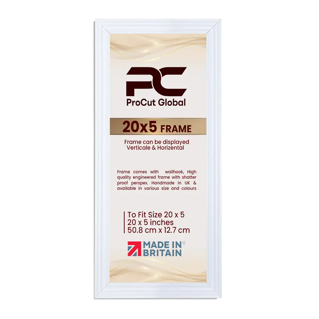 20x5" Swept White Picture Frame | Elegant Wall Display For Modern Interiors