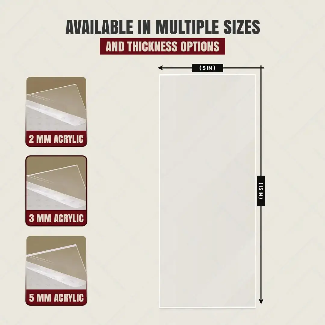 15x5" 5mm Laser Cut Acrylic Sheet For Photo Frames & DIY Projects | Clear Perspex Panel thumbnail 2