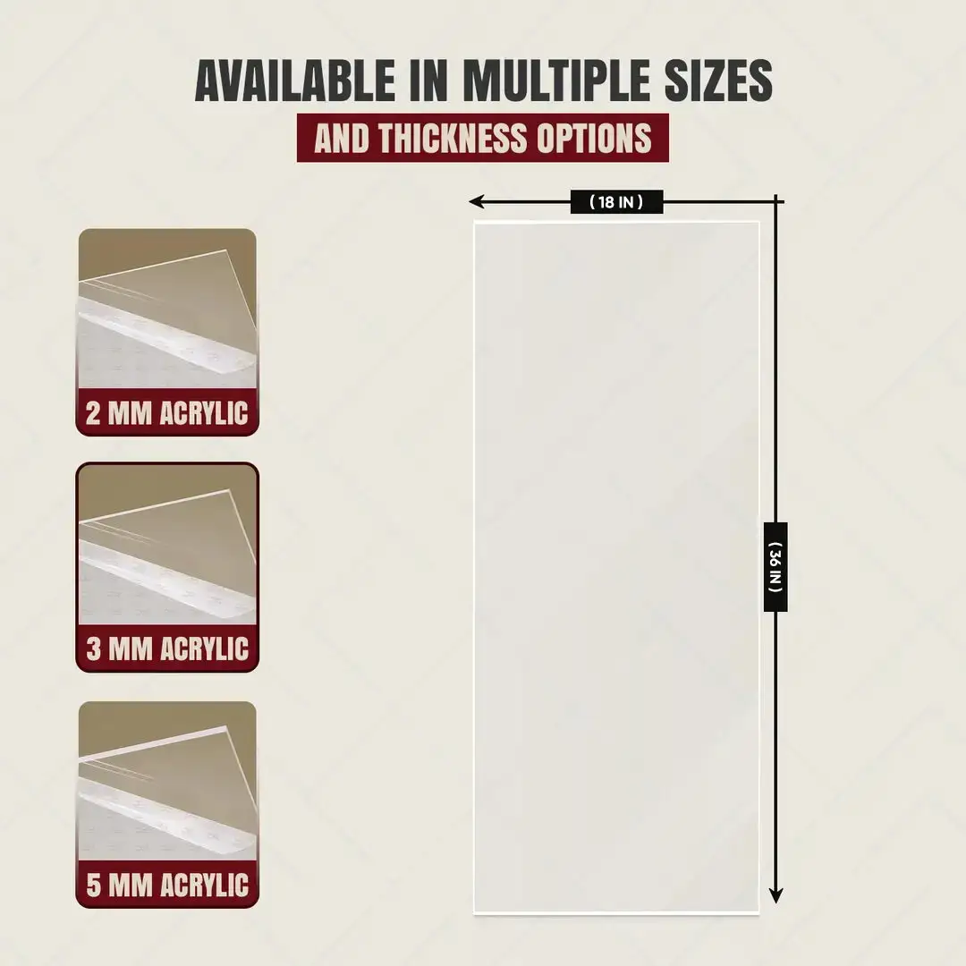 36x18" 5mm Laser Cut Acrylic Sheet For Photo Frames & DIY Projects | Clear Perspex Panel thumbnail 2
