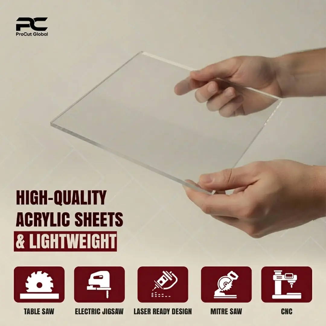 60x60cm 5mm Laser Cut Acrylic Sheet For Photo Frames & DIY Projects | Clear Perspex Panel thumbnail 7