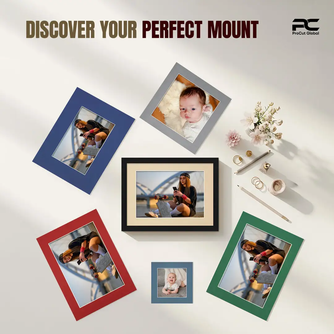 Silver 8x8" Picture Mount With 5x5" Aperture | Acid-Free Picture Mount Board thumbnail 5
