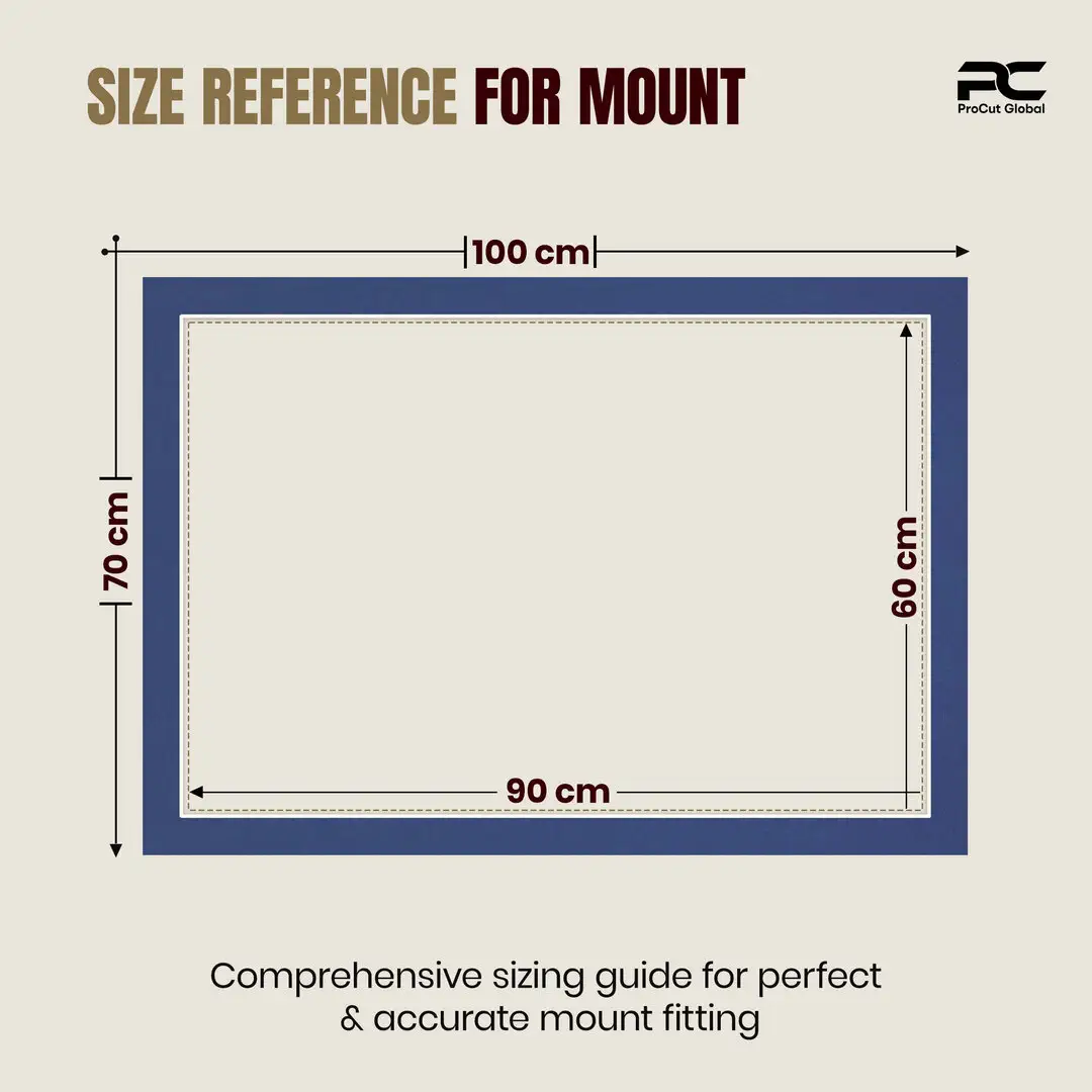 Blue 100x70cm Picture Mount With 90x60cm Aperture | Acid-Free Mat Board For Photos & Artwork thumbnail 3