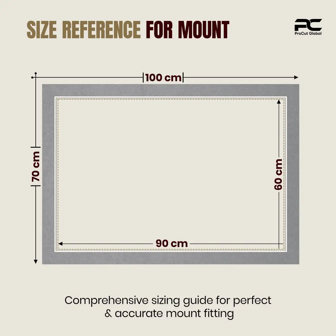 Mid Grey 100x70cm Picture Mount With 90x60cm Aperture | Acid-Free Mat Board For Photos & Artwork thumbnail 3