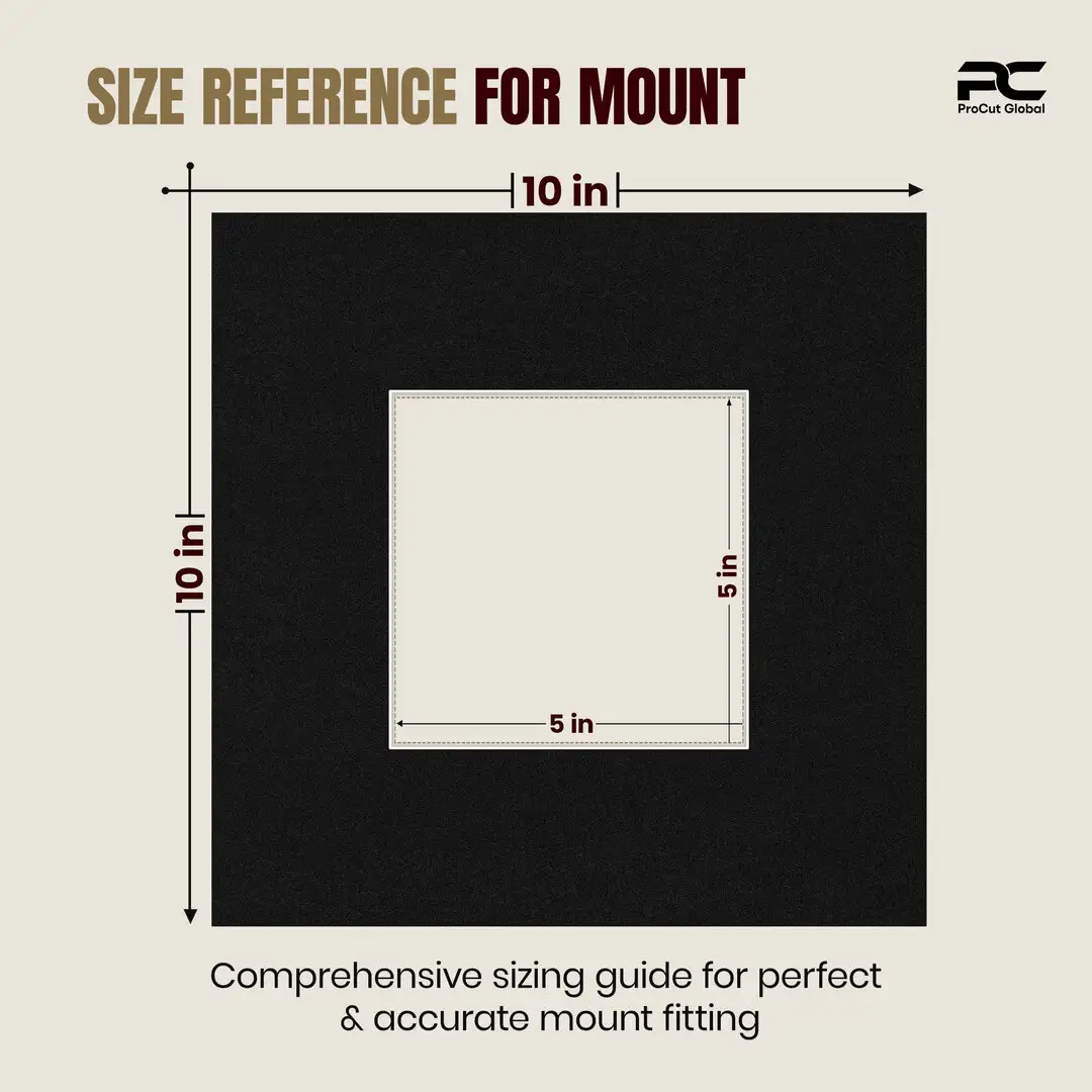 Black 10x10" Picture Mount With 5x5" Aperture | Acid-Free Mat Board For Photos & Artwork thumbnail 3