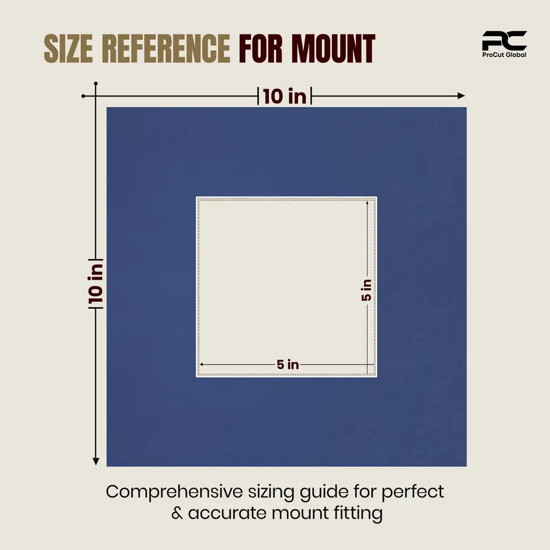 Blue 10x10" Picture Mount With 5x5" Aperture | Acid-Free Mat Board For Picture Frames thumbnail 3