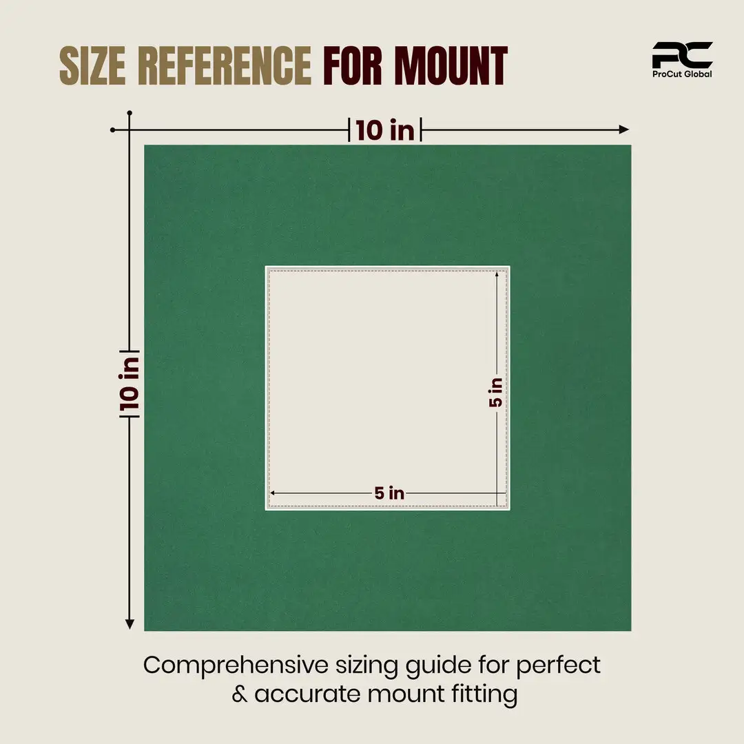 Emerald (Green) 10x10" Picture Mount With 5x5" Aperture | Acid-Free Mat Board For Picture Frames thumbnail 3