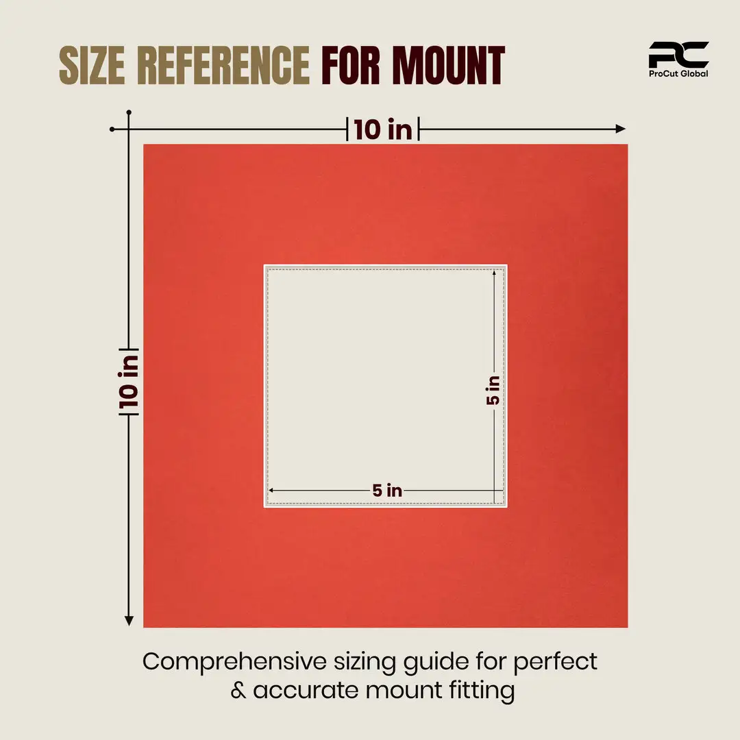 Poppy Red 10x10" Picture Mount With 5x5" Aperture | Acid-Free Mat Board For Picture Frames thumbnail 3