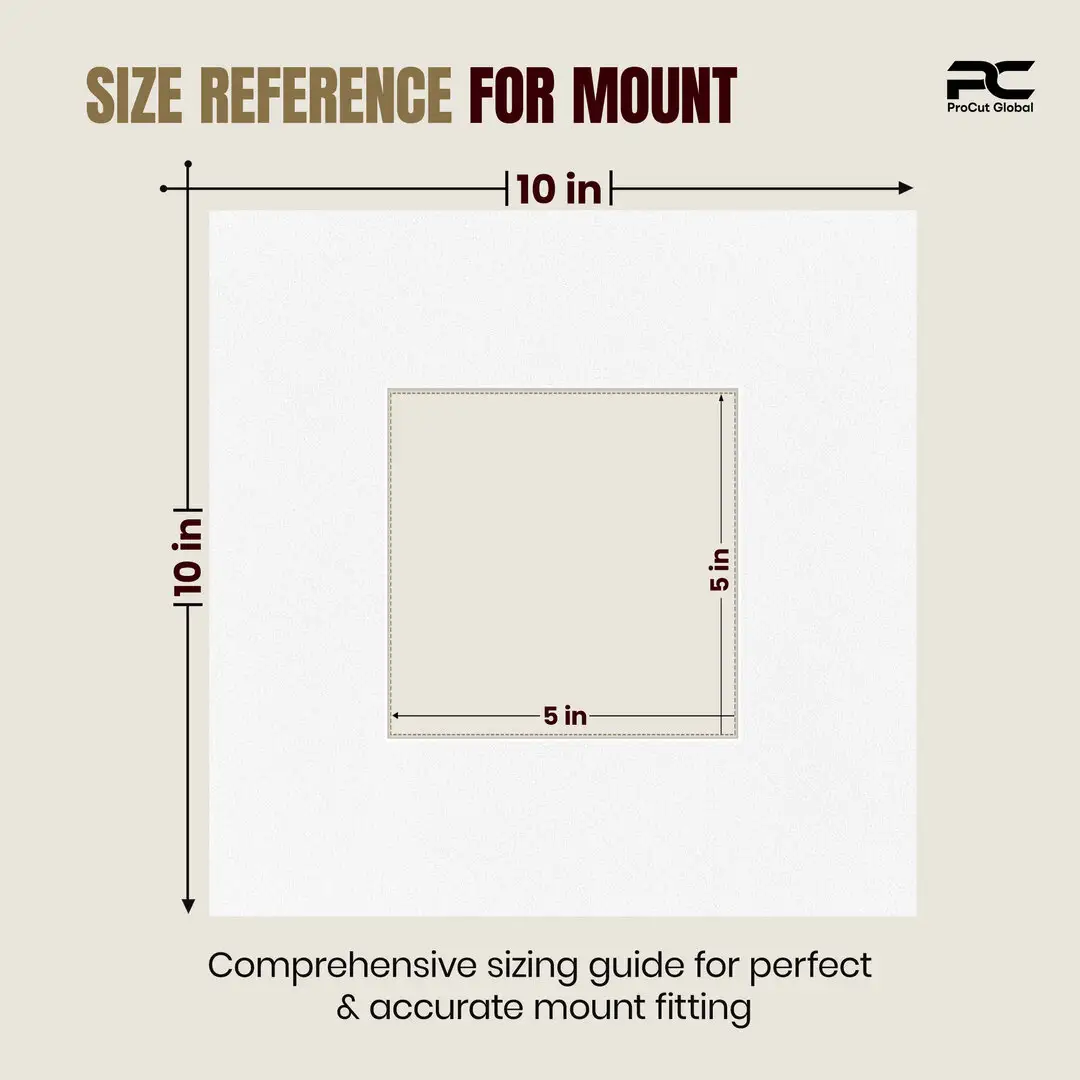 Ice White 10x10" Picture Mount With 5x5" Aperture | Acid-Free Mat Board For Picture Frames thumbnail 3