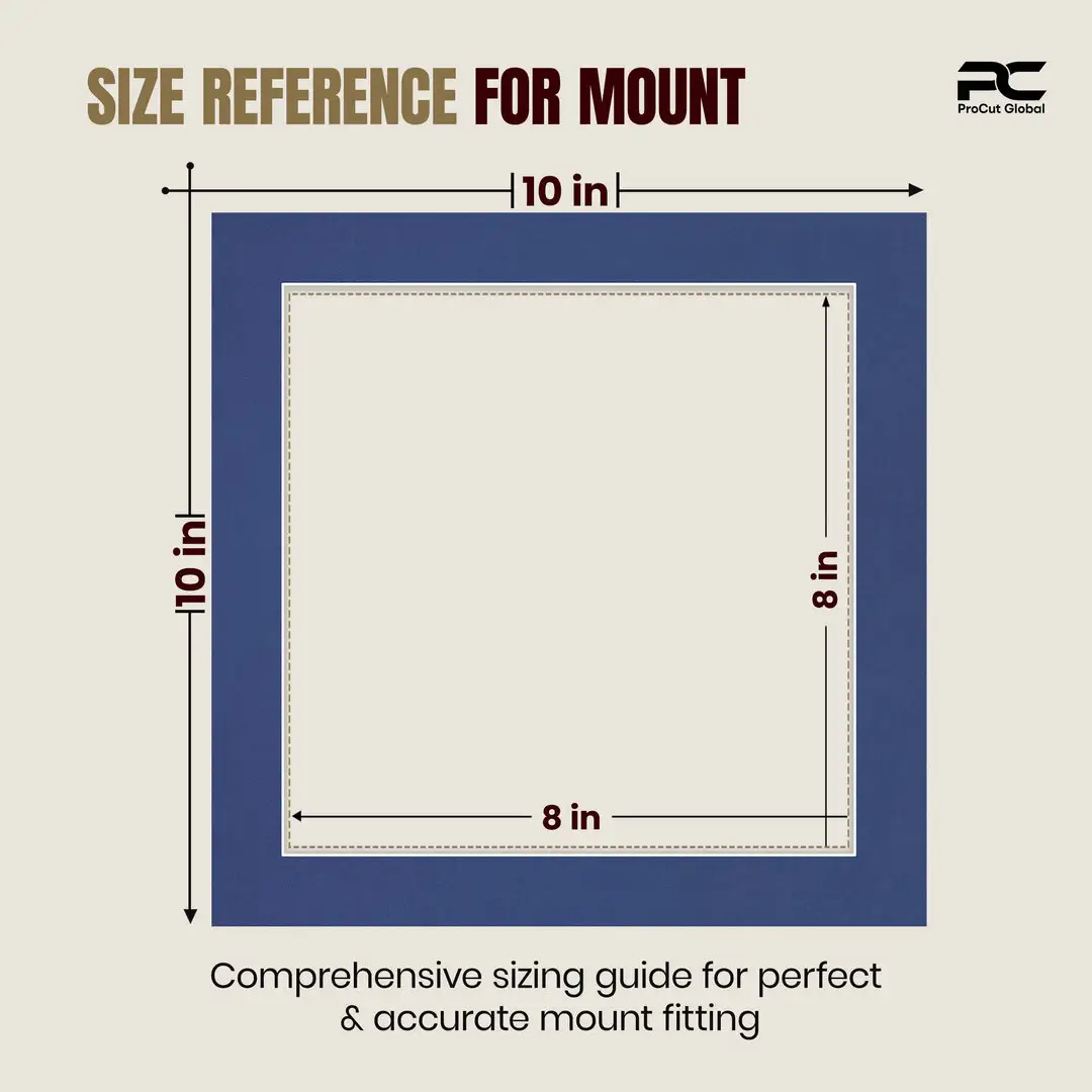 Blue 10x10" Picture Mount With 8x8" Aperture | Acid-Free Picture Mount Board thumbnail 3