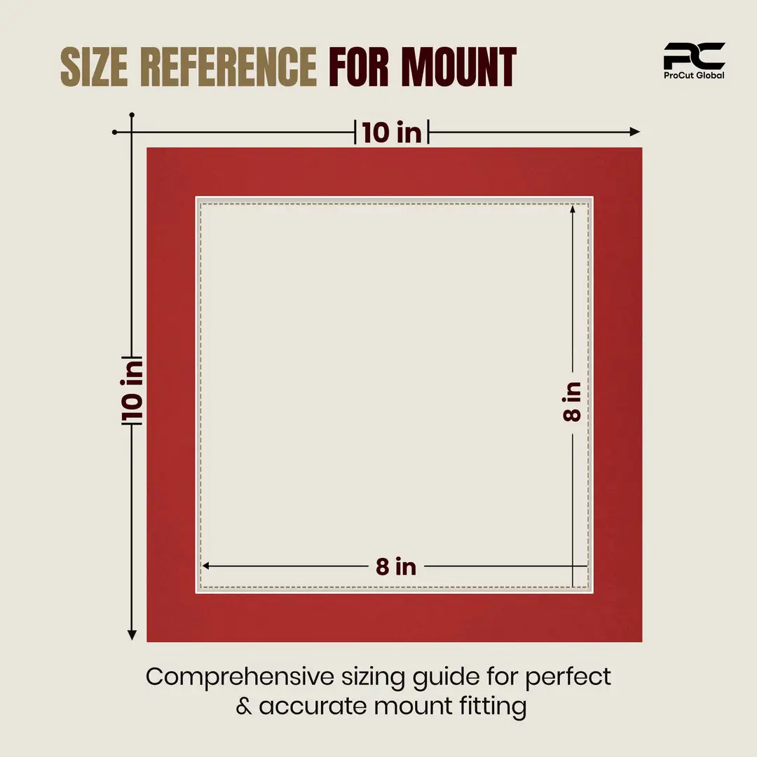 Crimson 10x10" Picture Mount With 8x8" Aperture | Acid-Free Mat Board For Photos & Artwork thumbnail 3