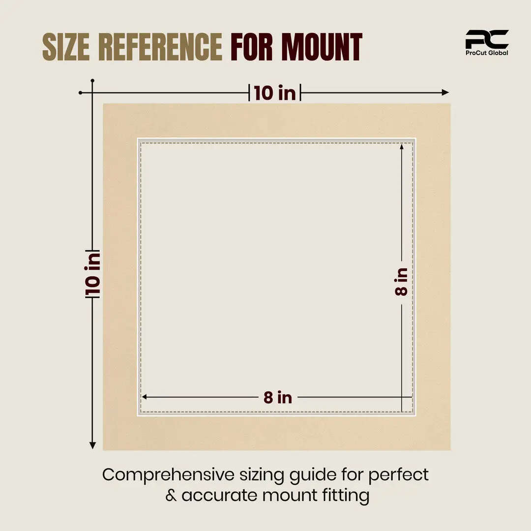 Ivory 10x10" Picture Mount With 8x8" Aperture | Acid-Free Picture Mount Board thumbnail 3