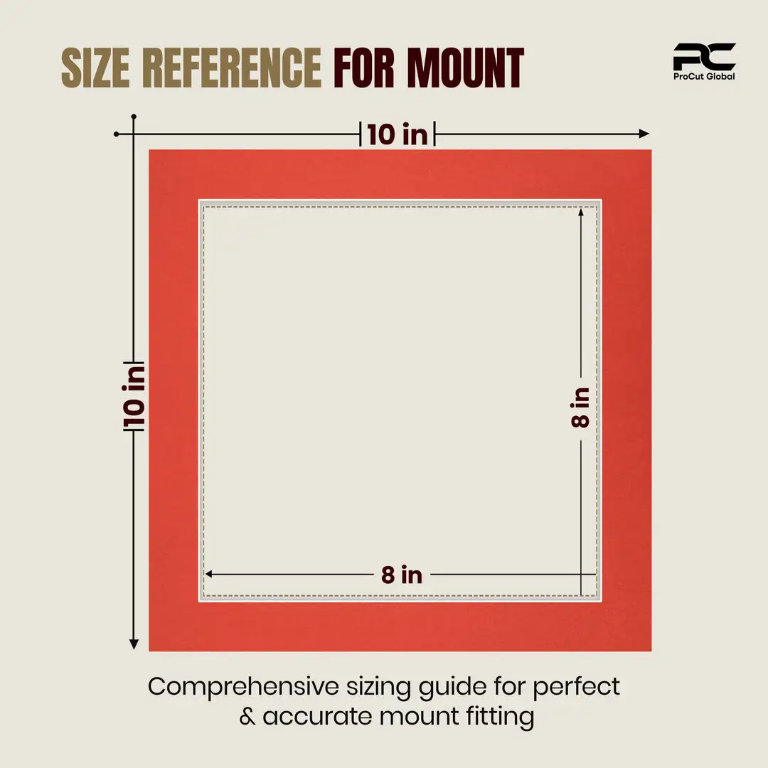 Poppy Red 10x10" Picture Mount With 8x8" Aperture | Acid-Free Picture Mount Board thumbnail 3