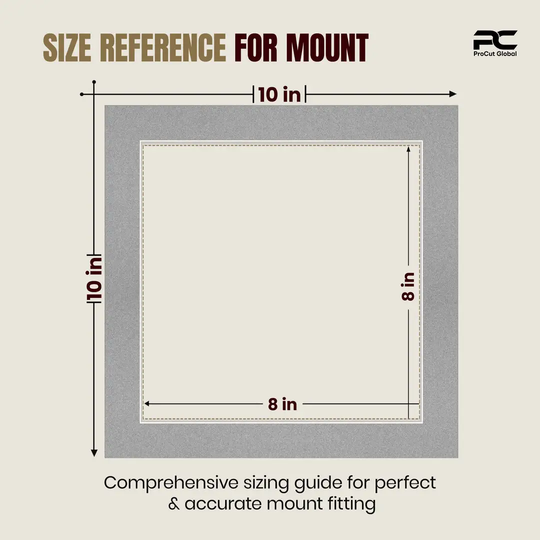 Silver 10x10" Picture Mount With 8x8" Aperture | Acid-Free Mat Board For Photos & Artwork thumbnail 3