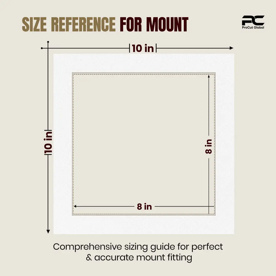 Ice White 10x10" Picture Mount With 8x8" Aperture | Acid-Free Picture Mount Board thumbnail 3