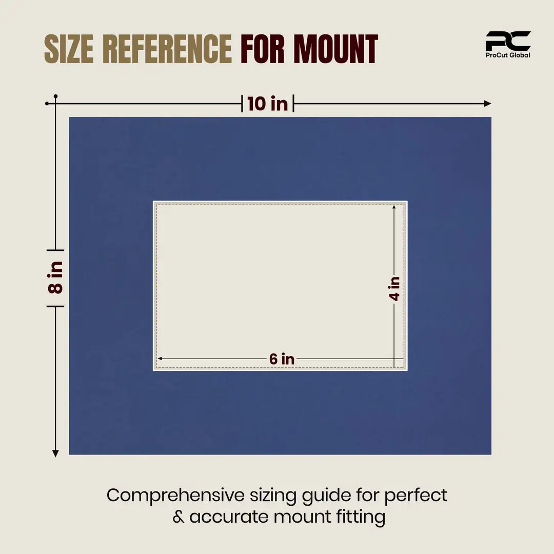 Blue 10x8" Picture Mount With 6x4" Aperture | Acid-Free Mat Board For Photos & Artwork thumbnail 3