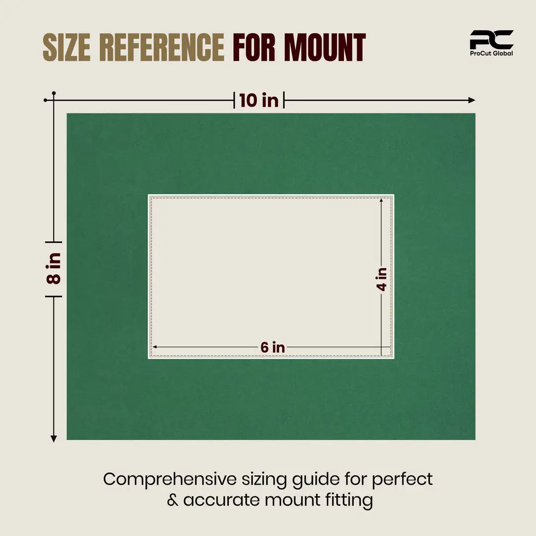 Emerald (Green) 10x8" Picture Mount With 6x4" Aperture | Acid-Free Mat Board For Picture Frames thumbnail 3
