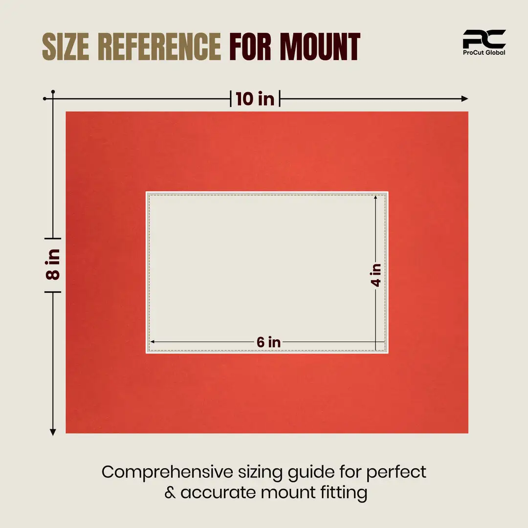 Poppy Red 10x8" Picture Mount With 6x4" Aperture | Acid-Free Mat Board For Picture Frames thumbnail 3