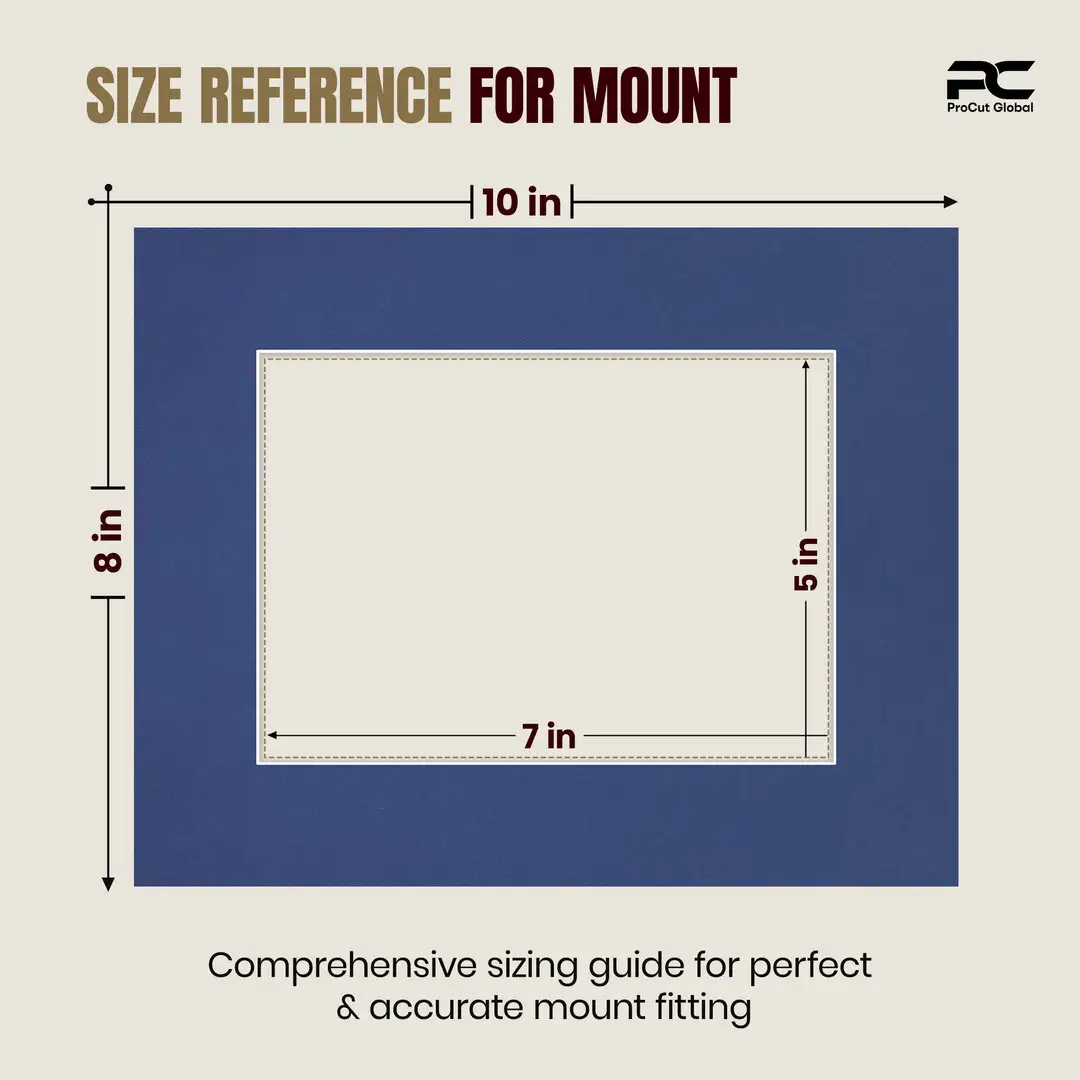 Blue 10x8" Picture Mount With 7x5" Aperture | Acid-Free Mat Board For Picture Frames thumbnail 3