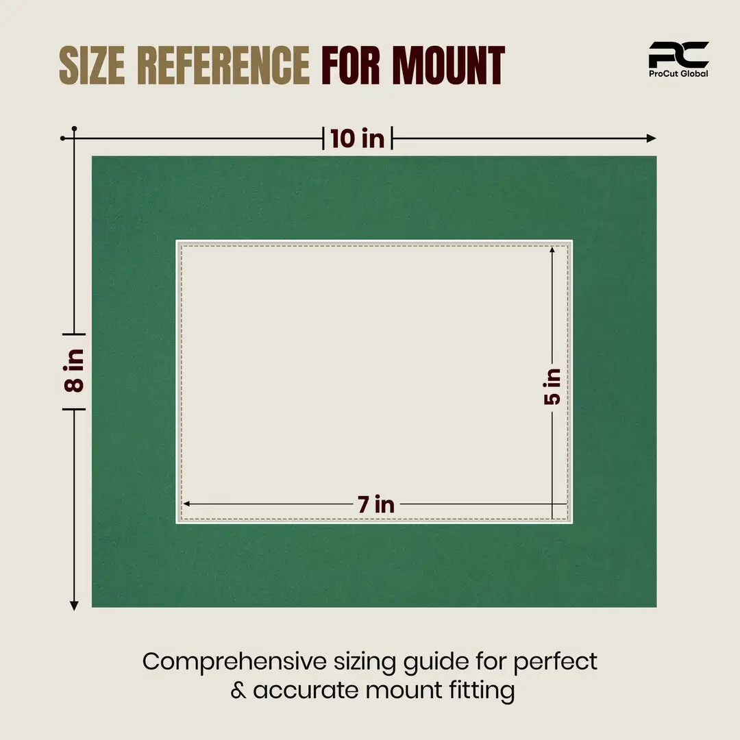 Emerald (Green) 10x8" Picture Mount With 7x5" Aperture | Acid-Free Mat Board For Picture Frames thumbnail 3