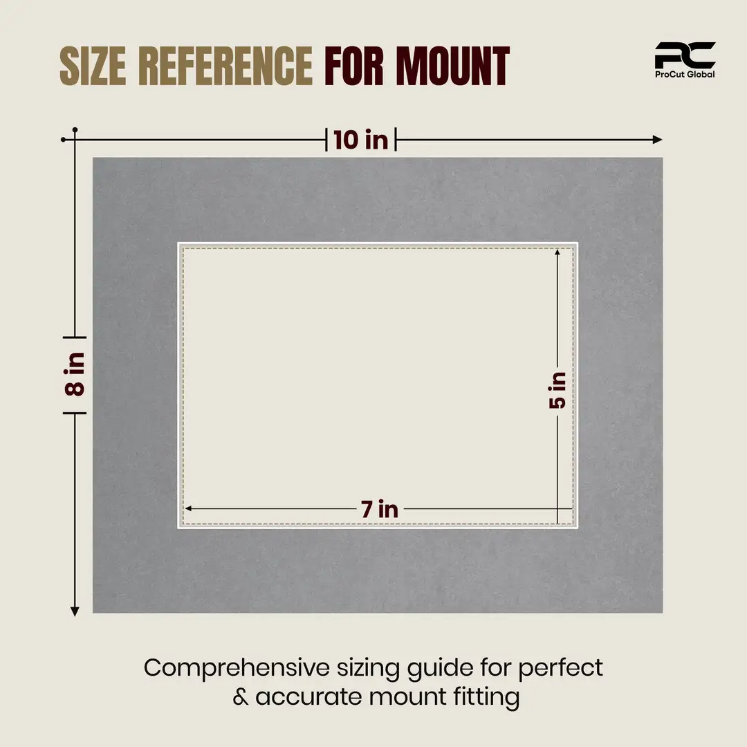 Mid Grey 10x8" Picture Mount With 7x5" Aperture | Acid-Free Picture Mount Board thumbnail 3