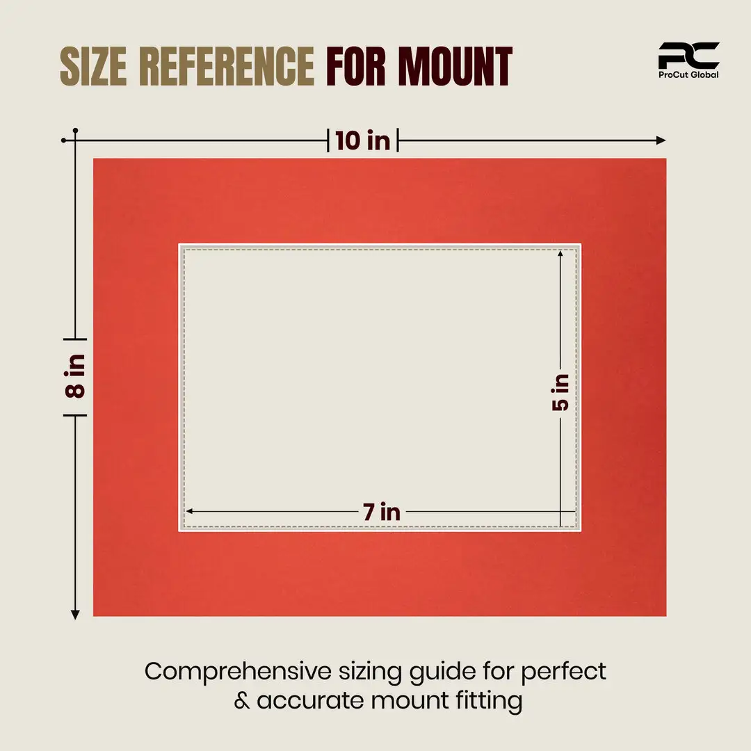 Poppy Red 10x8" Picture Mount With 7x5" Aperture | Acid-Free Picture Mount Board thumbnail 3