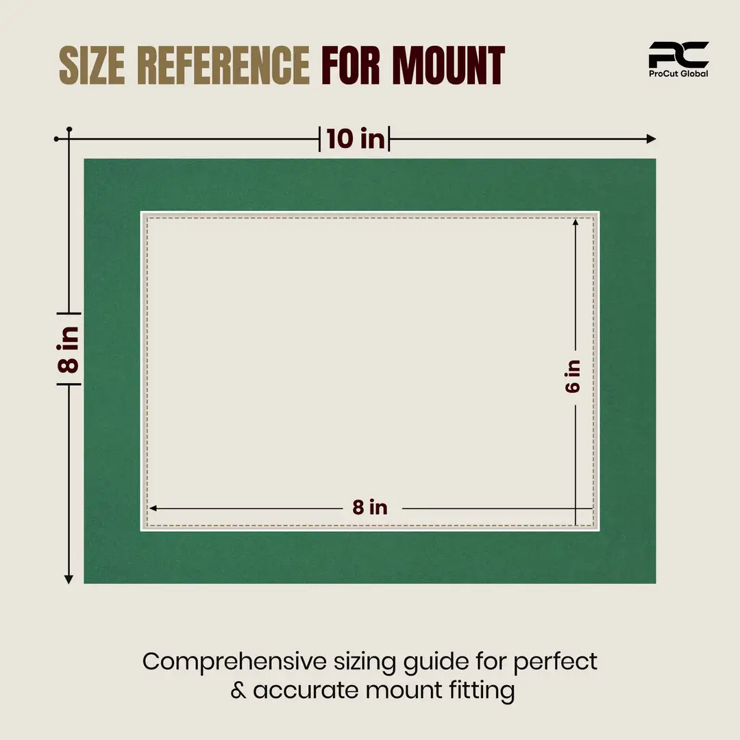 Emerald (Green) 10x8" Picture Mount With 8x6" Aperture | Acid-Free Mat Board For Photos & Artwork thumbnail 3