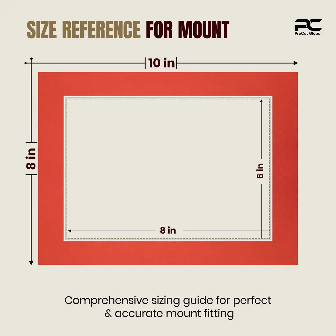 Poppy Red 10x8" Picture Mount With 8x6" Aperture | Acid-Free Mat Board For Photos & Artwork thumbnail 3