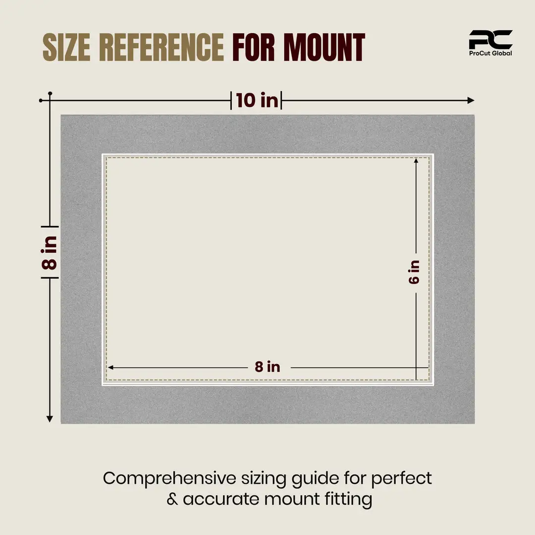 Silver 10x8" Picture Mount With 8x6" Aperture | Acid-Free Mat Board For Picture Frames thumbnail 3