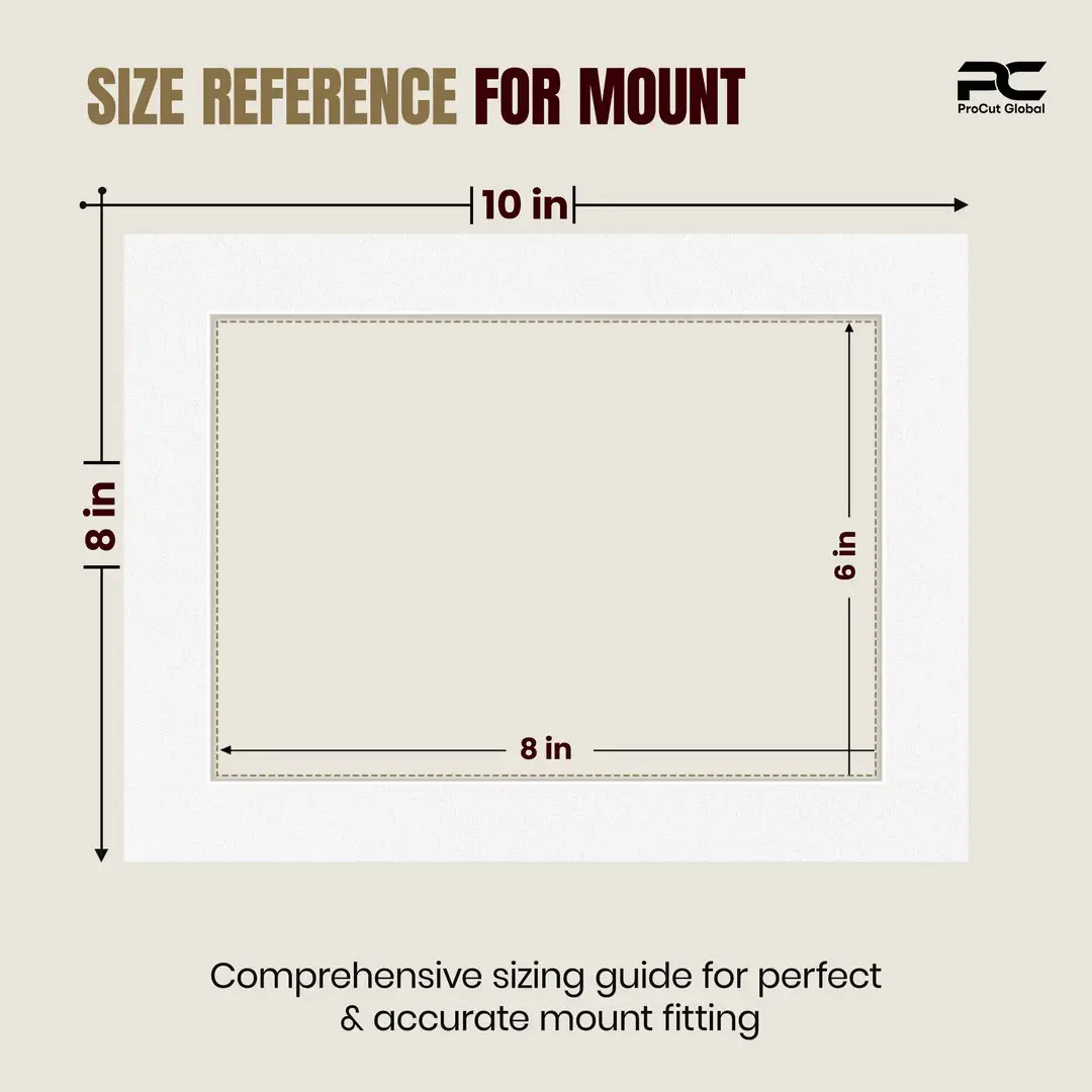 Ice White 10x8" Picture Mount With 8x6" Aperture | Acid-Free Picture Mount Board thumbnail 3