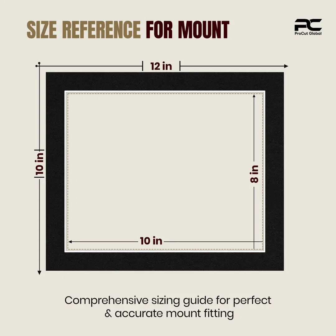 Black 12x10" Picture Mount With 10x8" Aperture | Acid-Free Mat Board For Photos & Artwork thumbnail 3