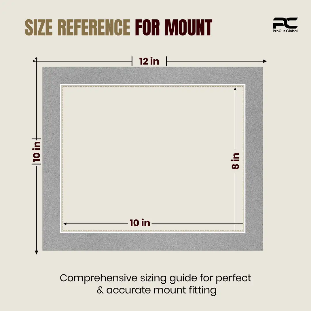 Silver 12x10" Picture Mount With 10x8" Aperture | Acid-Free Mat Board For Picture Frames thumbnail 3