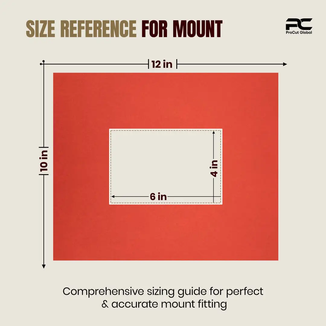 Poppy Red 12x10" Picture Mount With 6x4" Aperture | Acid-Free Mat Board For Picture Frames thumbnail 3