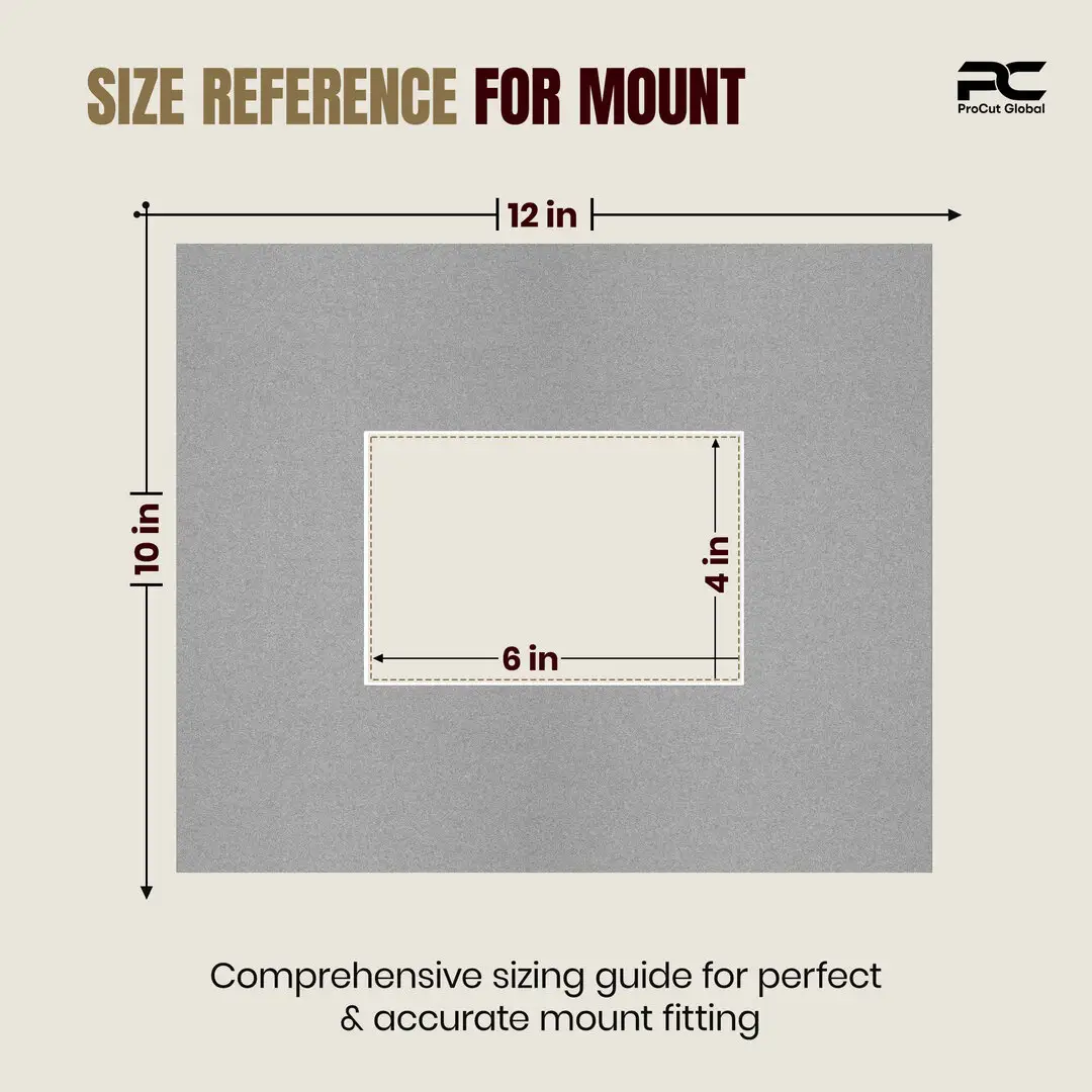 Silver 12x10" Picture Mount With 6x4" Aperture | Acid-Free Mat Board For Picture Frames thumbnail 3