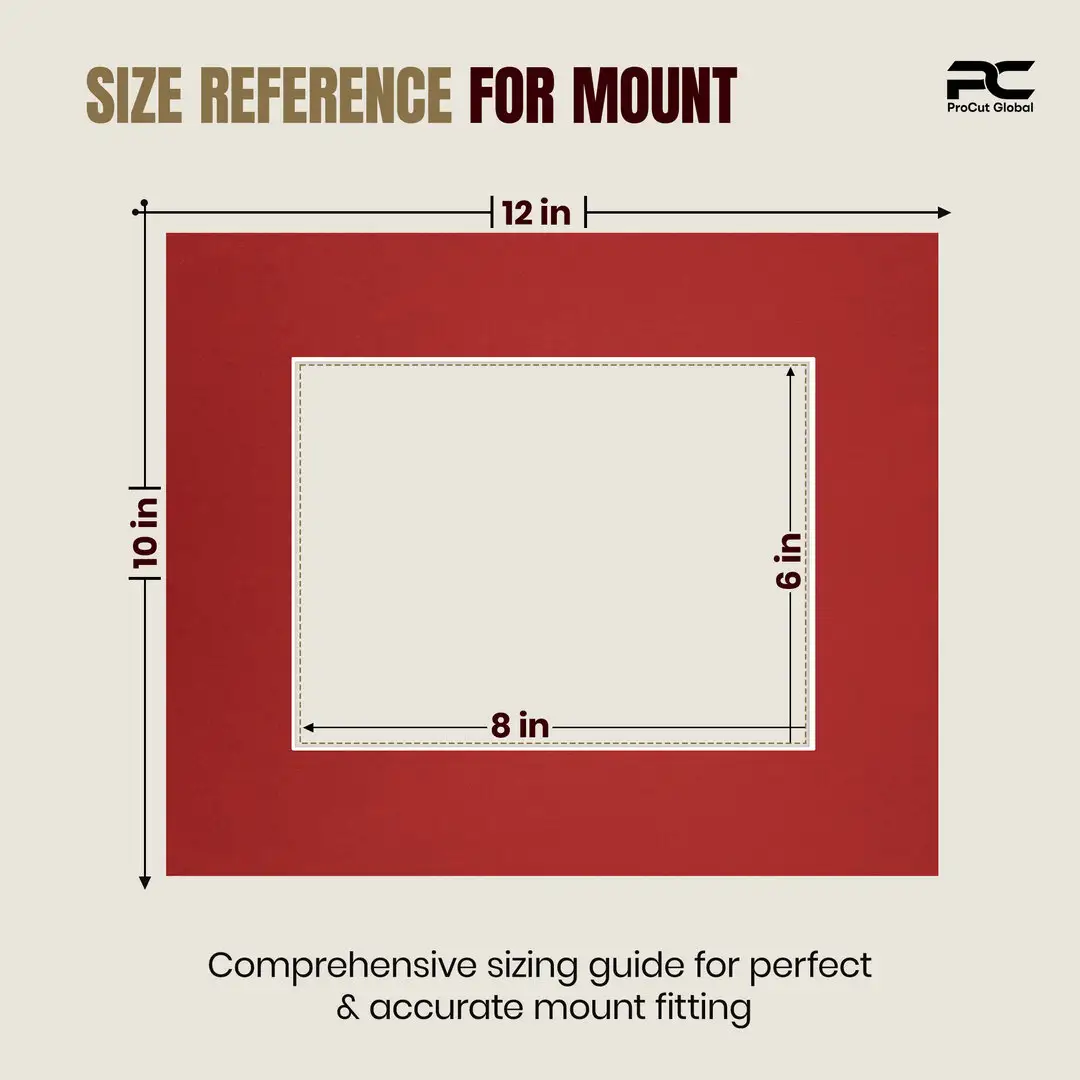 Crimson 12x10" Picture Mount With 8x6" Aperture | Acid-Free Picture Mount Board thumbnail 3