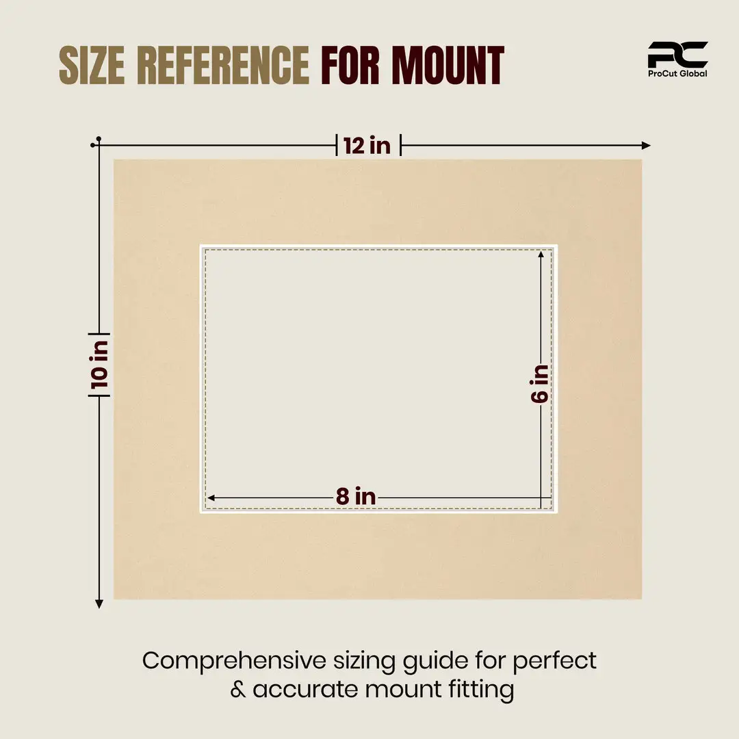 Ivory 12x10" Picture Mount With 8x6" Aperture | Acid-Free Picture Mount Board thumbnail 3